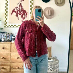 RELAIS PINK PURPLE KNIT SWEATER JACKET WOMENS MEDIUM